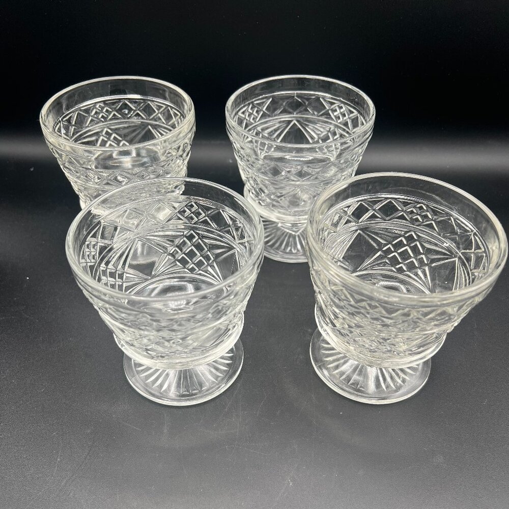 Vintage 1950s Hazel Atlas Gothic Glass Big Top Peanut Butter Sherbet Cup (4)